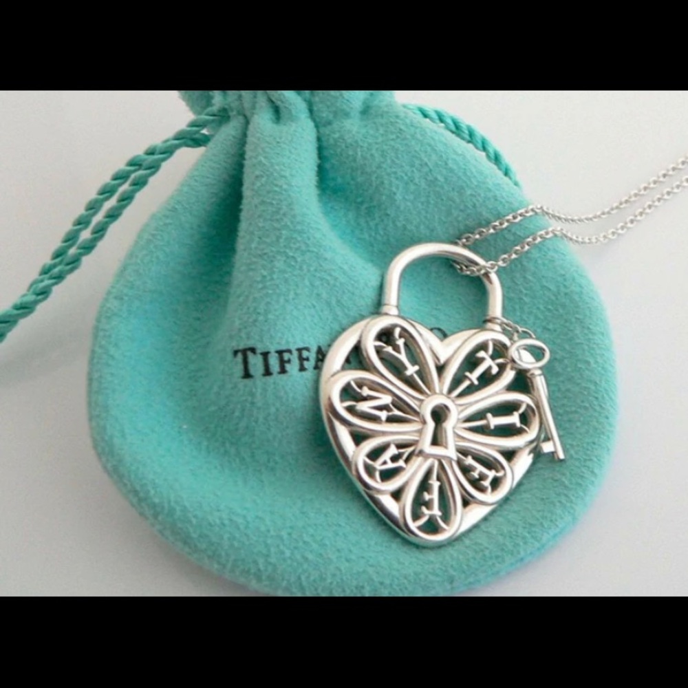 Tiffany & Co. Large Filigree Heart Key Tag Charm. Sterling 925 CHARM ONLY